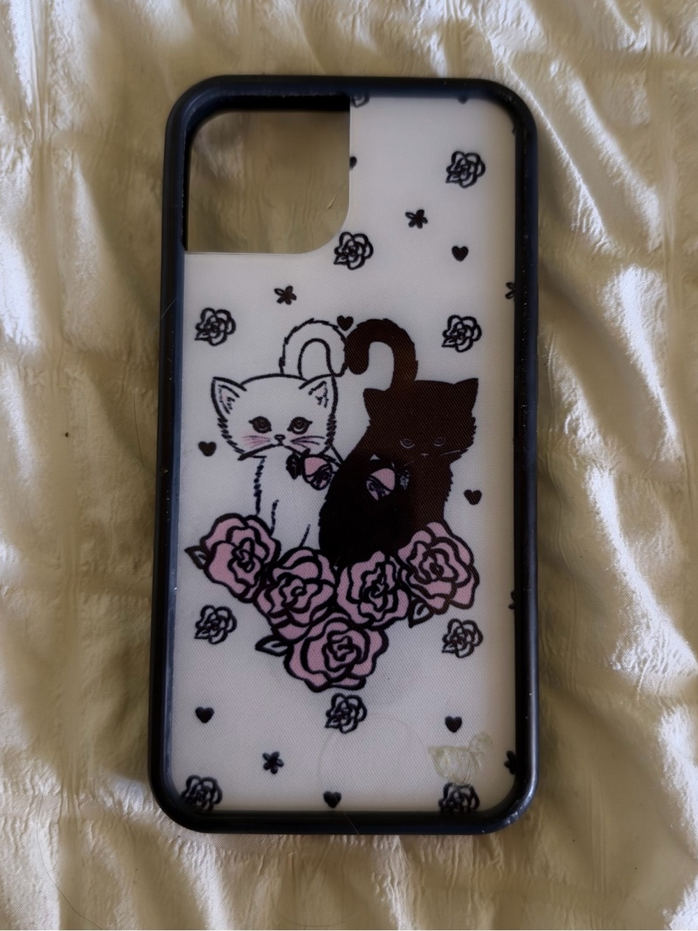 Wildflower Cases Black and White Cat Rose iPhone 14 Case